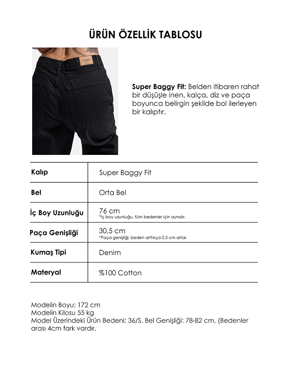 Kadın Siyah 1w6-1 Baggy Fit Bol Kesim Denim Jean-3