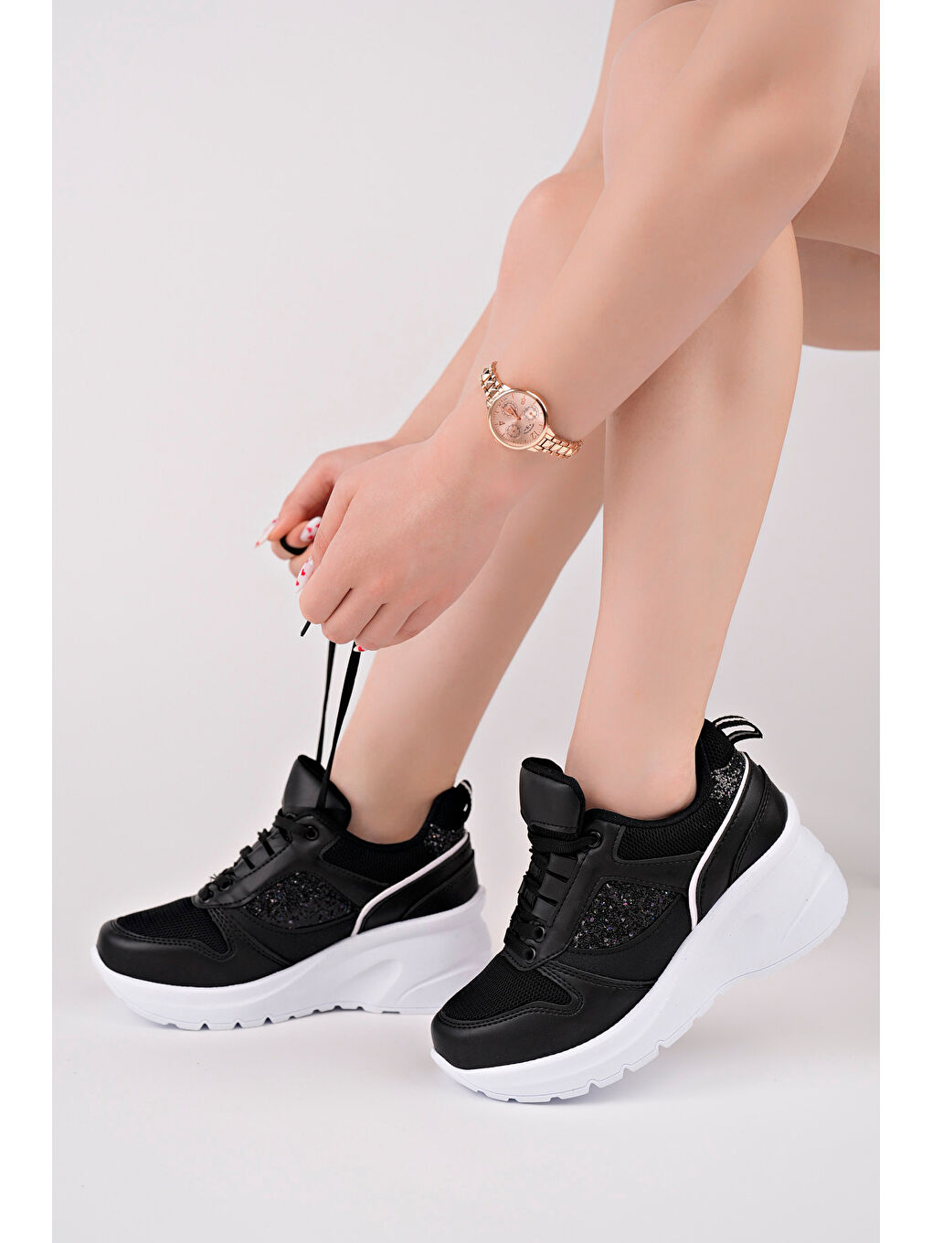 Siyah Kadın Sneaker Günlük Ayakkabı-1