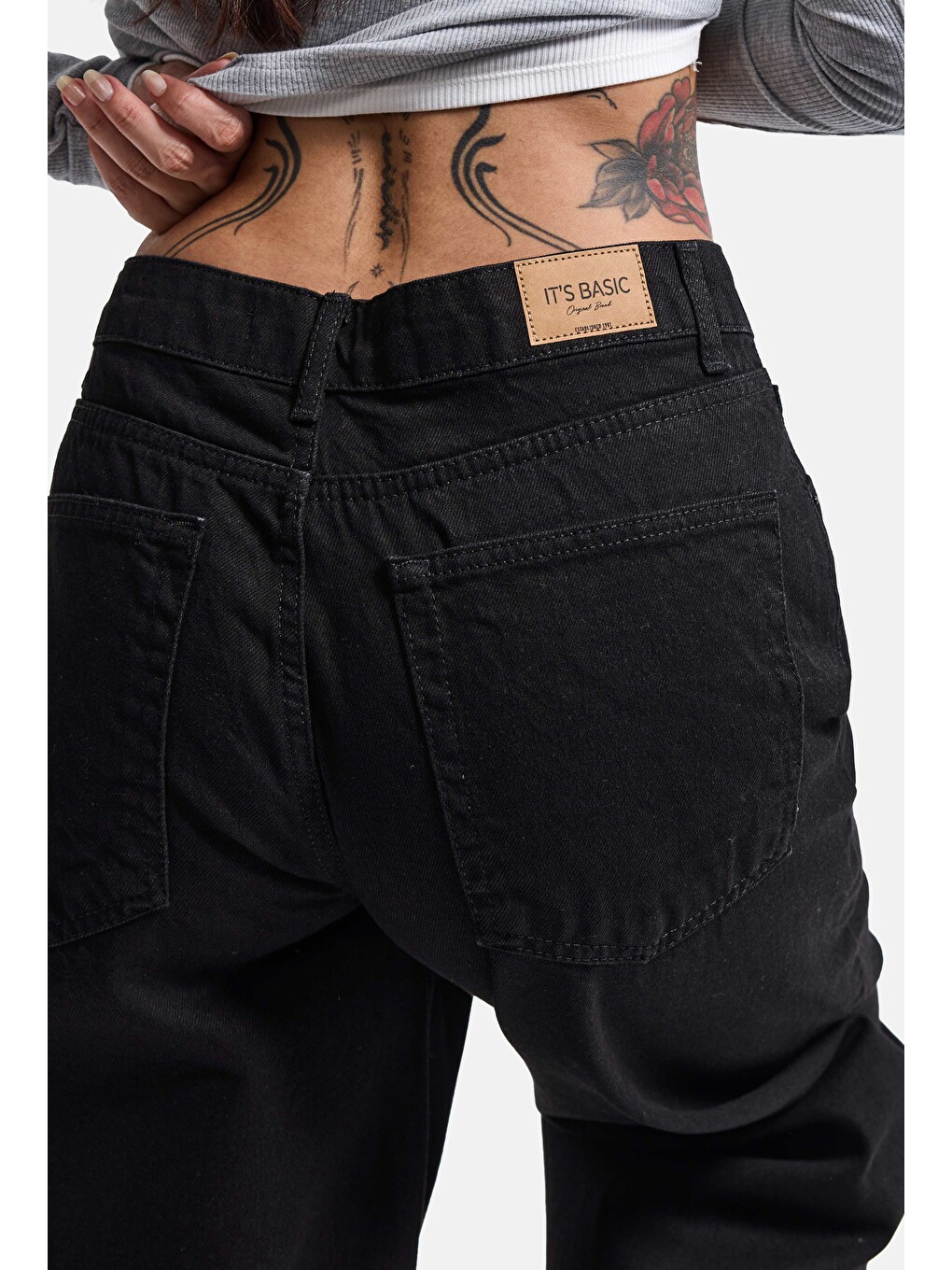 Kadın Siyah 1w6-1 Baggy Fit Bol Kesim Denim Jean-5