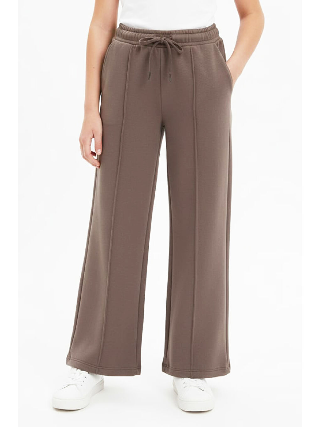 Kahverengi Kız Çocuk Eşofman Alt -3 İplik Diyagonal Kumaş- Çımalı-6-14 Yaş 12461