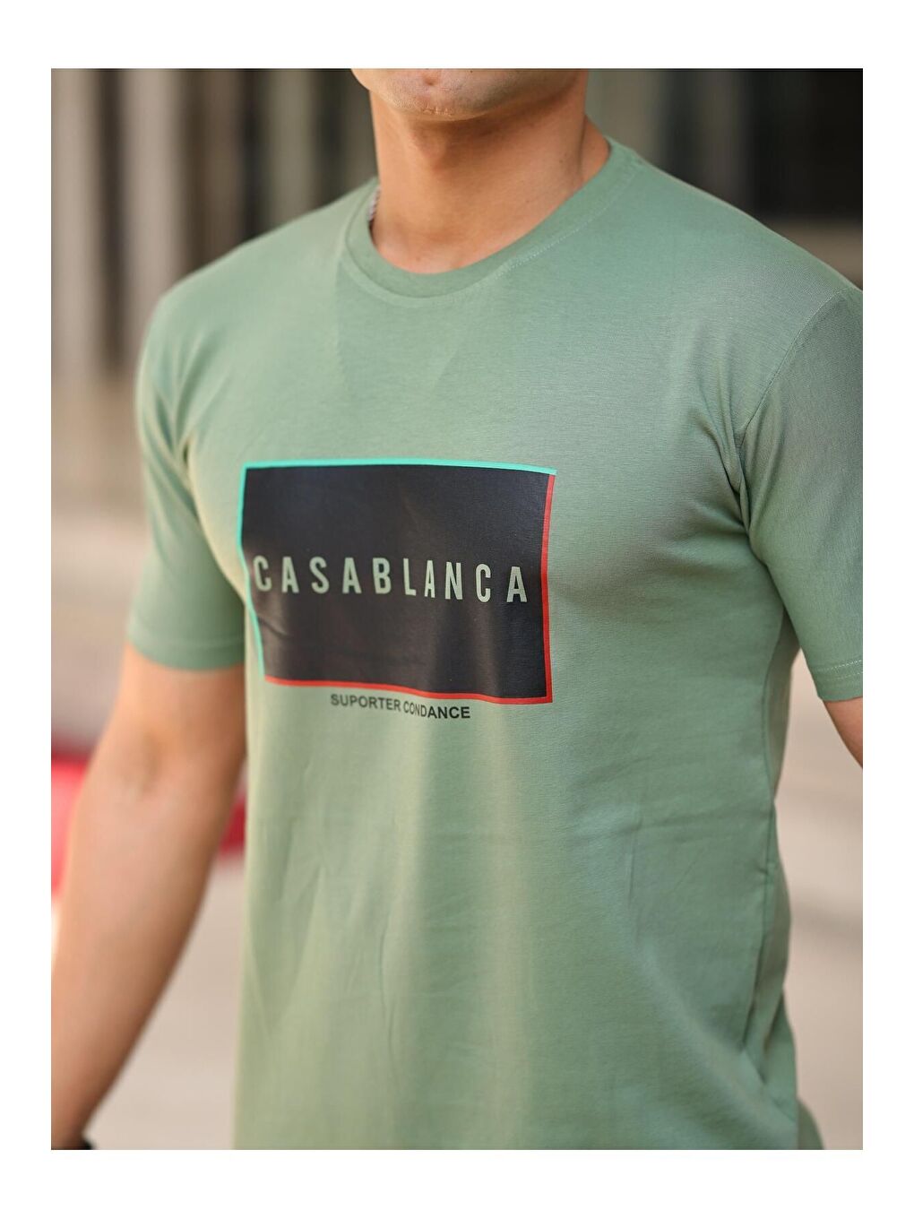 Haki Erkek Slim Fit T-shirt Casablanca-1