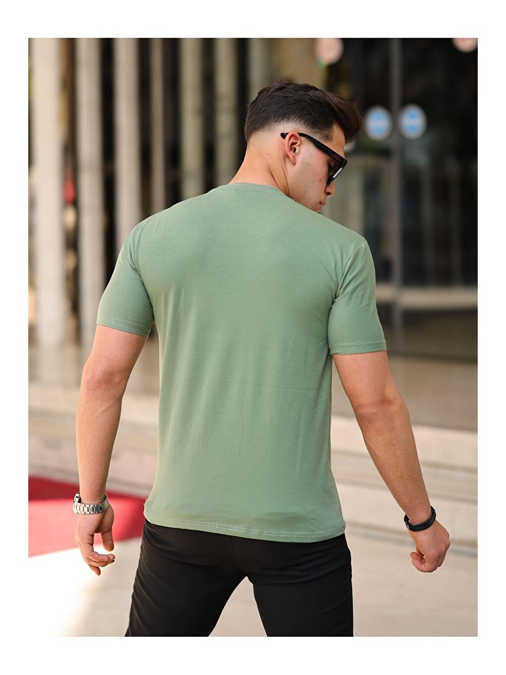 Haki Erkek Slim Fit T-shirt Casablanca-2