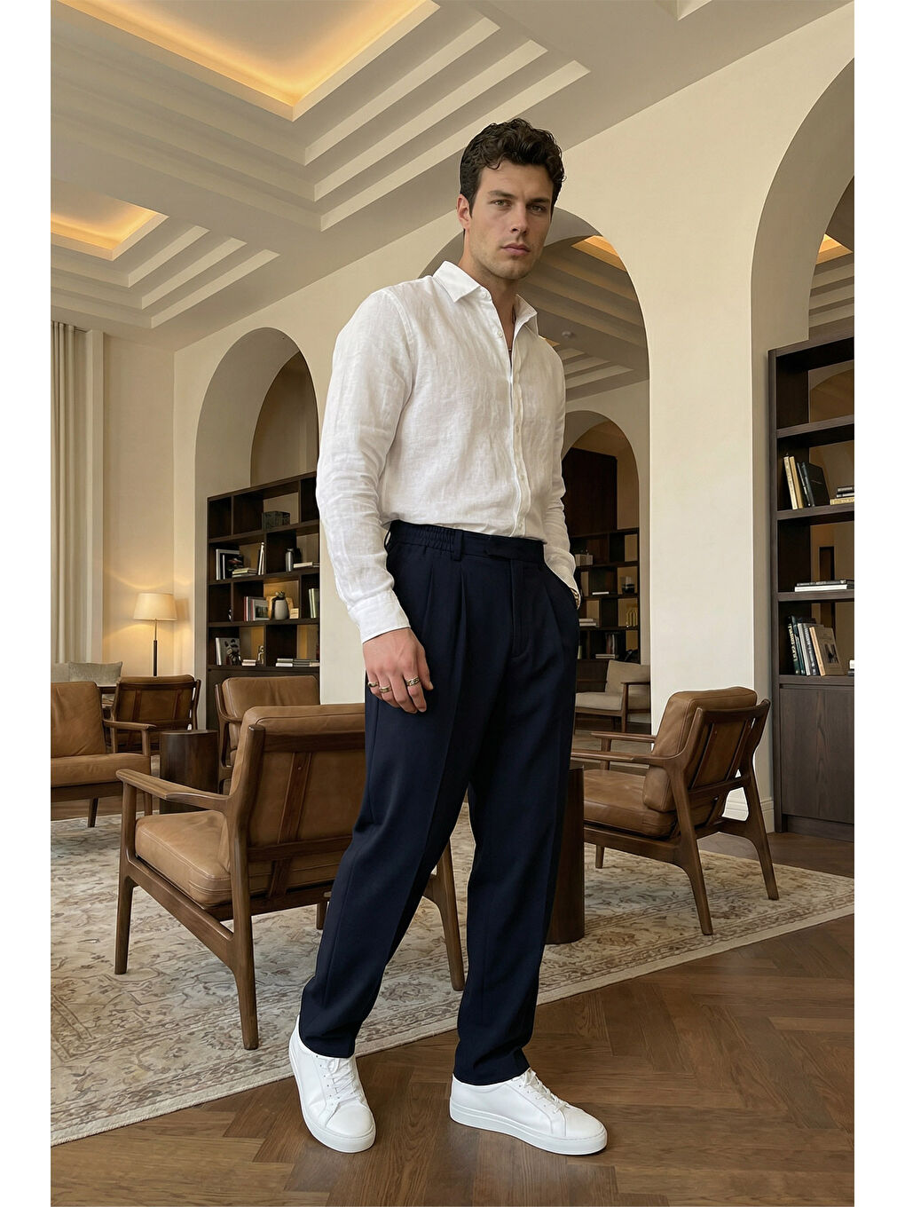 Lacivert Baluga Extra Baggy Erkek Kumaş Pantolon-2