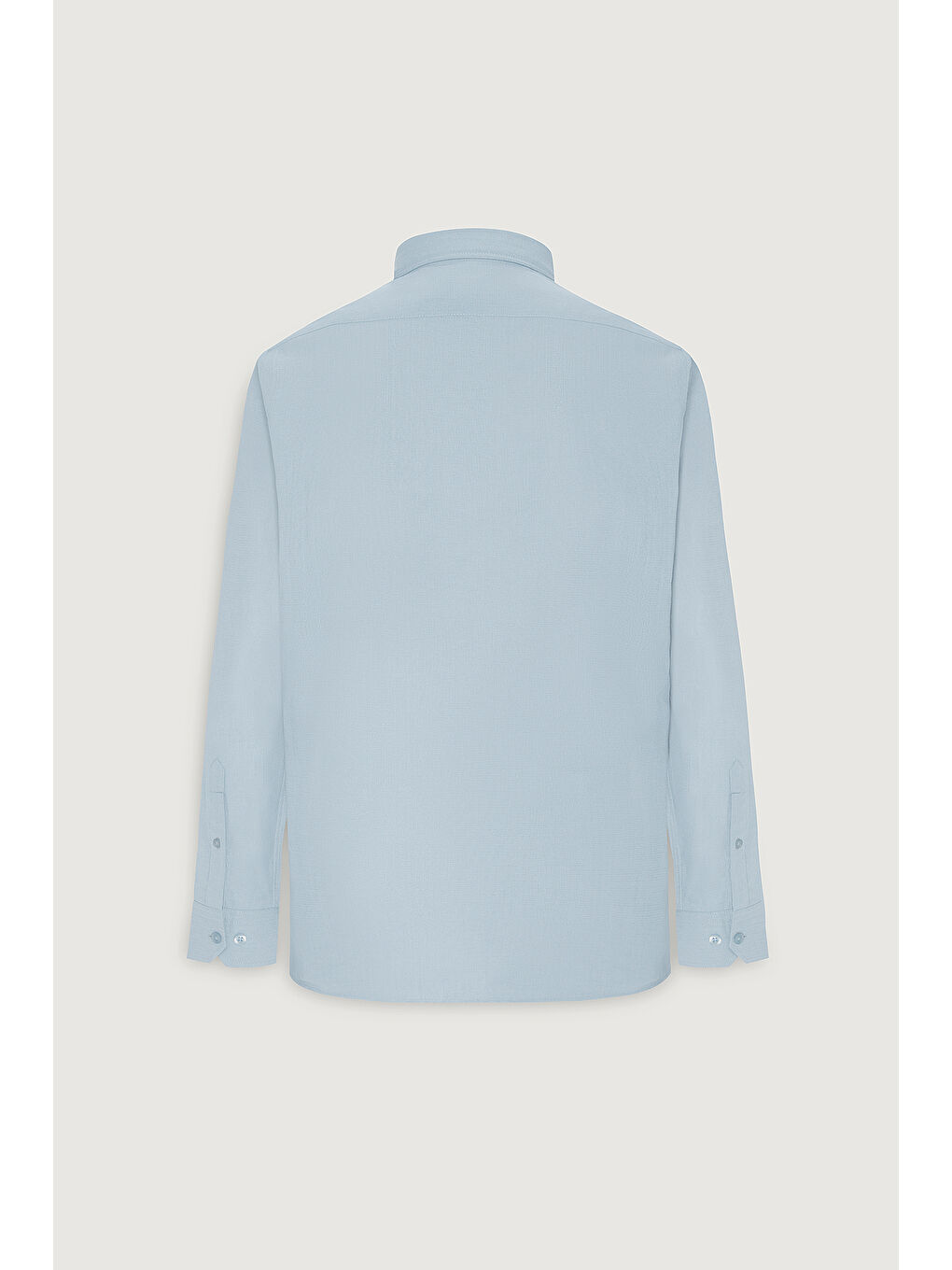 Erkek Açık Mavi %100 Pamuk Oxford Slim Fit Dar Kesim Düğmeli Yaka Flamlı Gömlek-8