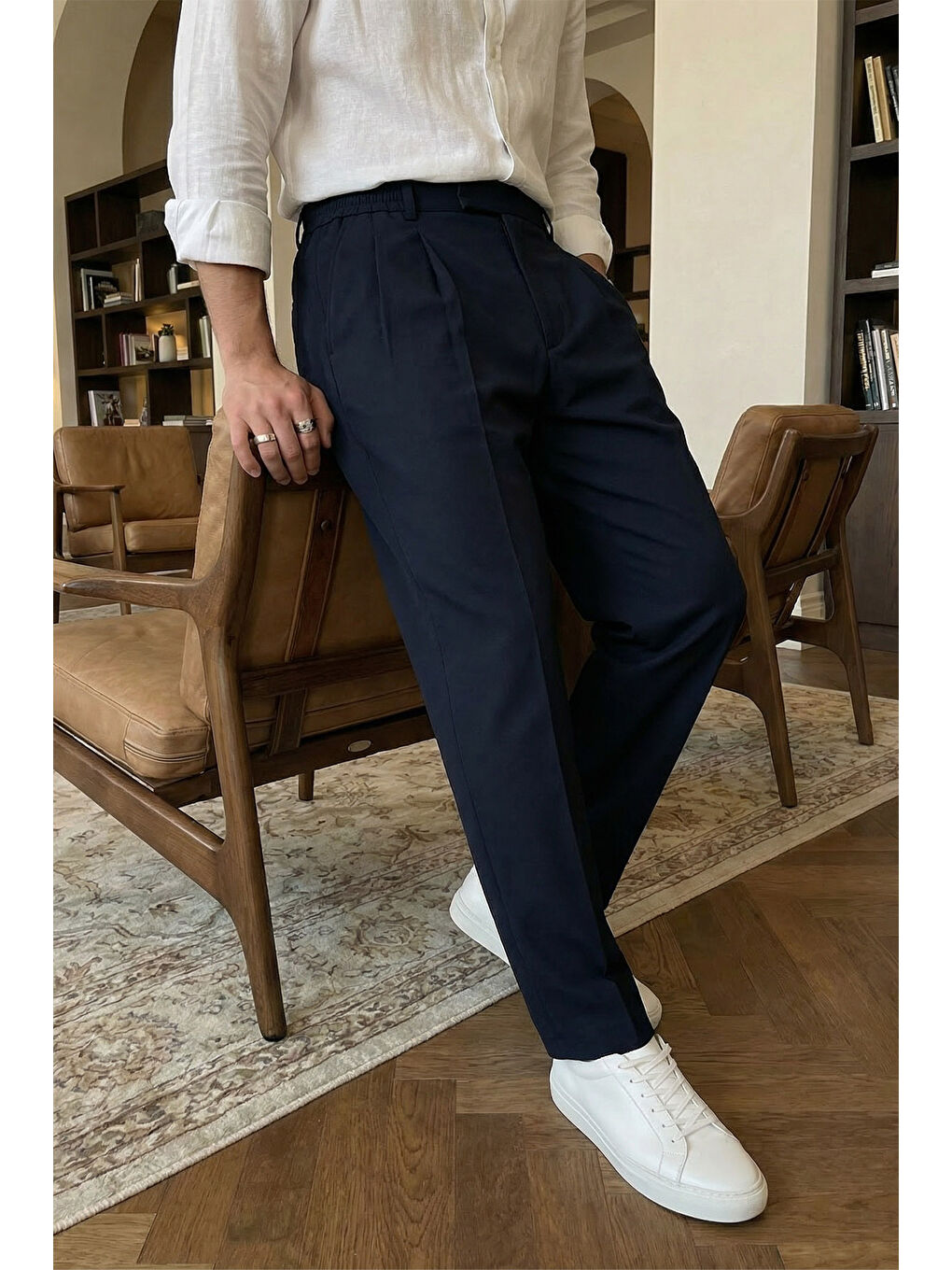 Lacivert Baluga Extra Baggy Erkek Kumaş Pantolon-4