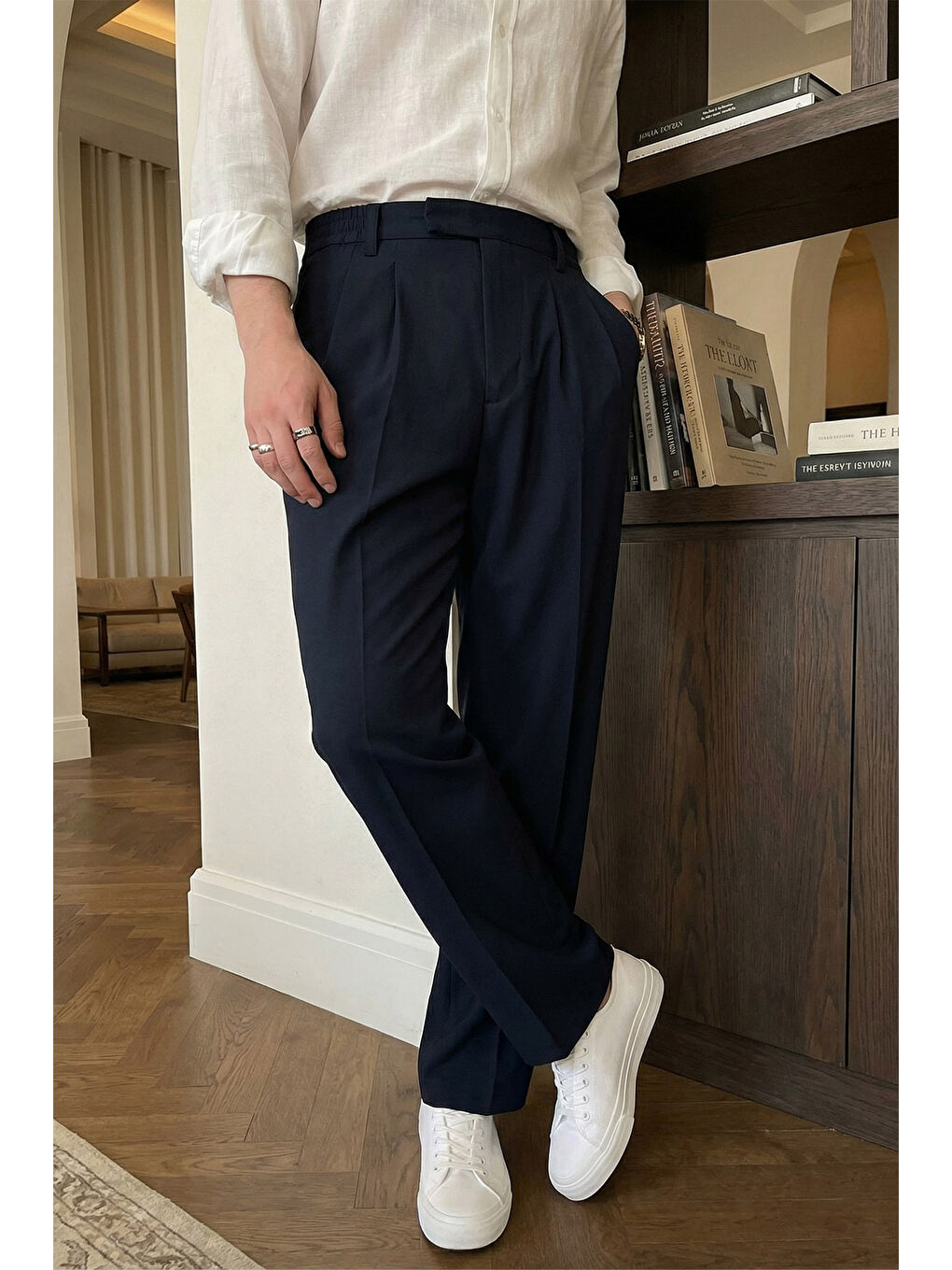 Lacivert Baluga Extra Baggy Erkek Kumaş Pantolon-5