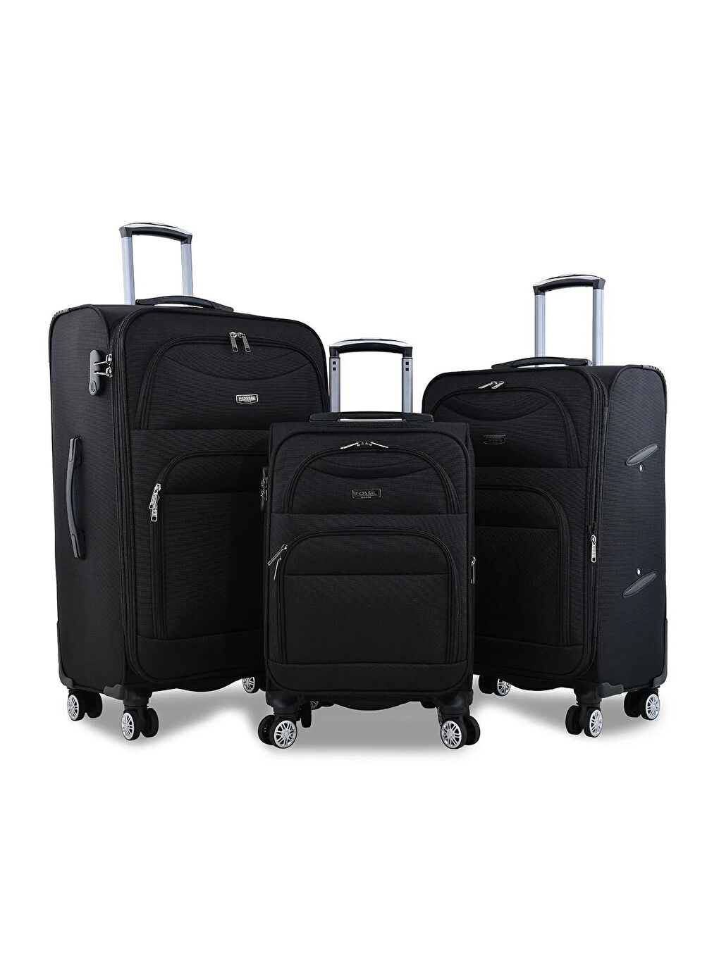 Siyah Unisex Dayanıklı Kumaş 3'lü Valiz Seti Büyük Orta Küçük Fsl010set-2