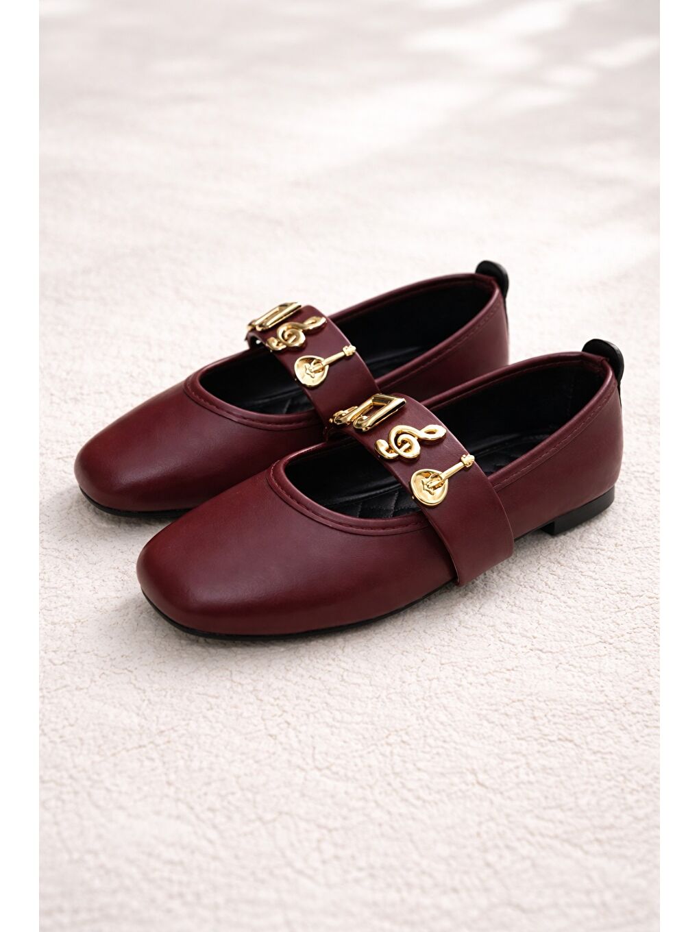 Bordo MELODY Kemerli Babet Günlük Kadın Ayakkabı Ev Babeti