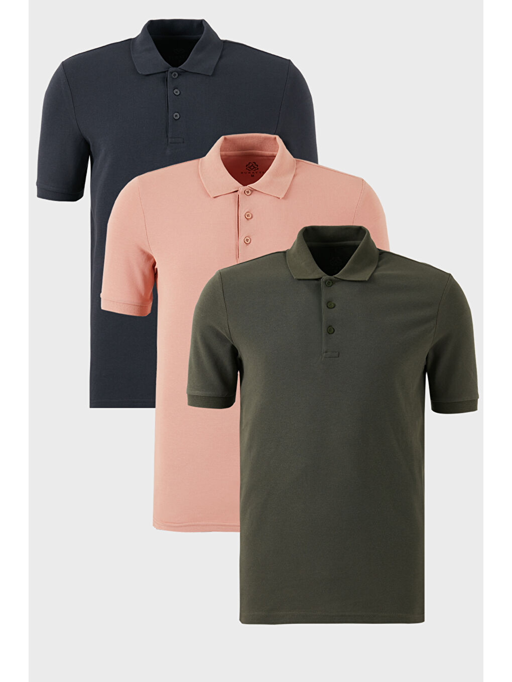 Pembe Pamuklu Regular Fit Düğmeli Polo Yaka 3'lü Paket %100 Pamuk Tişört 5902127S3