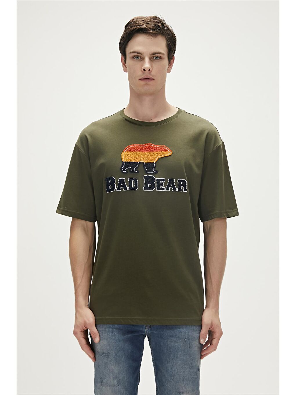 Bad Bear Haki Tripart T-Shirt Haki Yeşil 3D Baskılı Erkek Tişört