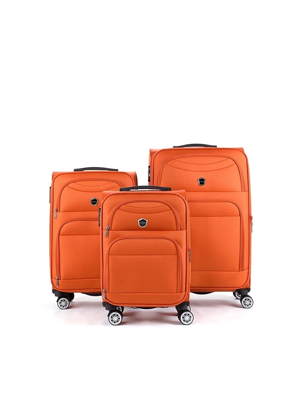 Turuncu Unisex Dayanıklı Kumaş 3'lü Valiz Seti Büyük Orta Küçük Fsl010set-1