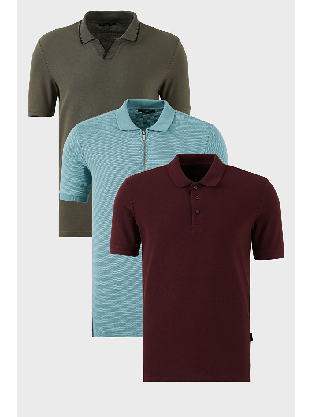 Yeşil Pamuklu Regular Fit 3'lü Paket Polo Yaka Tişört 59029641527S3