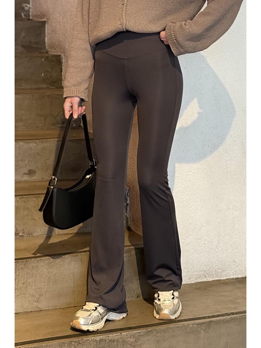 Gri İspanyol Paça Tayt Pantolon Füme-3