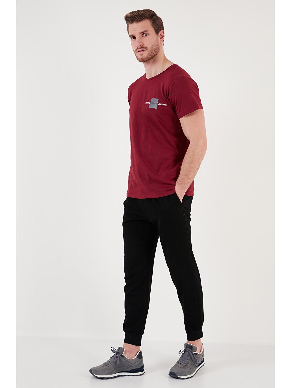 Buratti Bordo Bisiklet Yaka % 100 Pamuk Slim Fit T Shirt 541THERE - 1