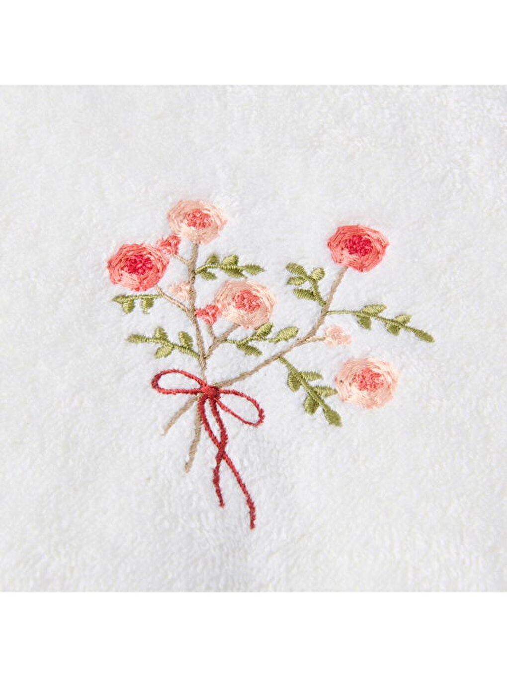 Soft Granny Summer Çiçek Nakışlı Yüz Havlusu - Ekru - 50x90 cm-2