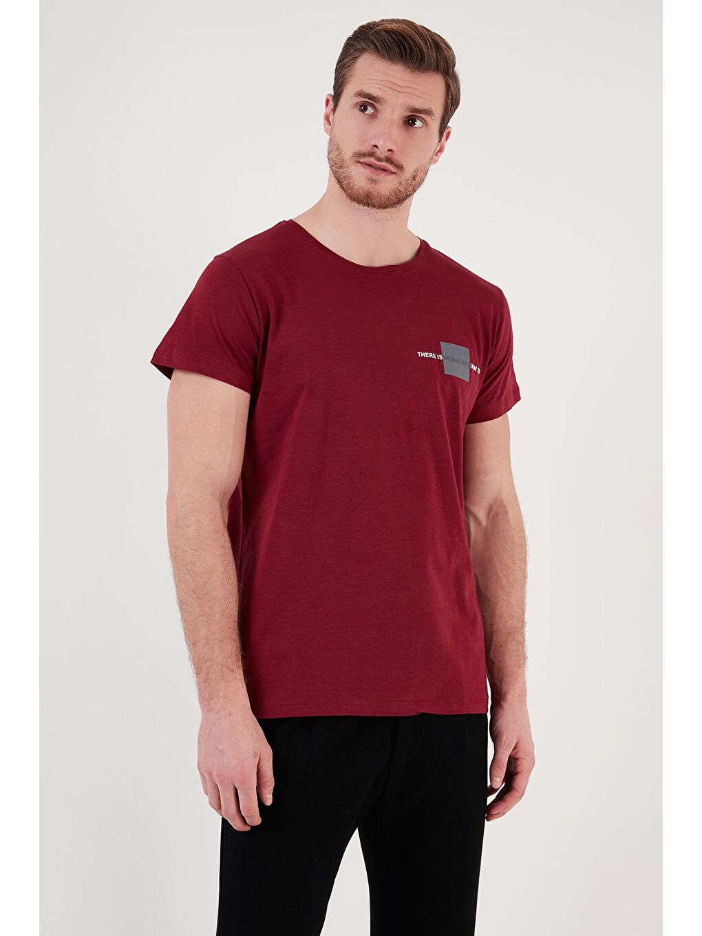 Buratti Bordo Bisiklet Yaka % 100 Pamuk Slim Fit T Shirt 541THERE - 2