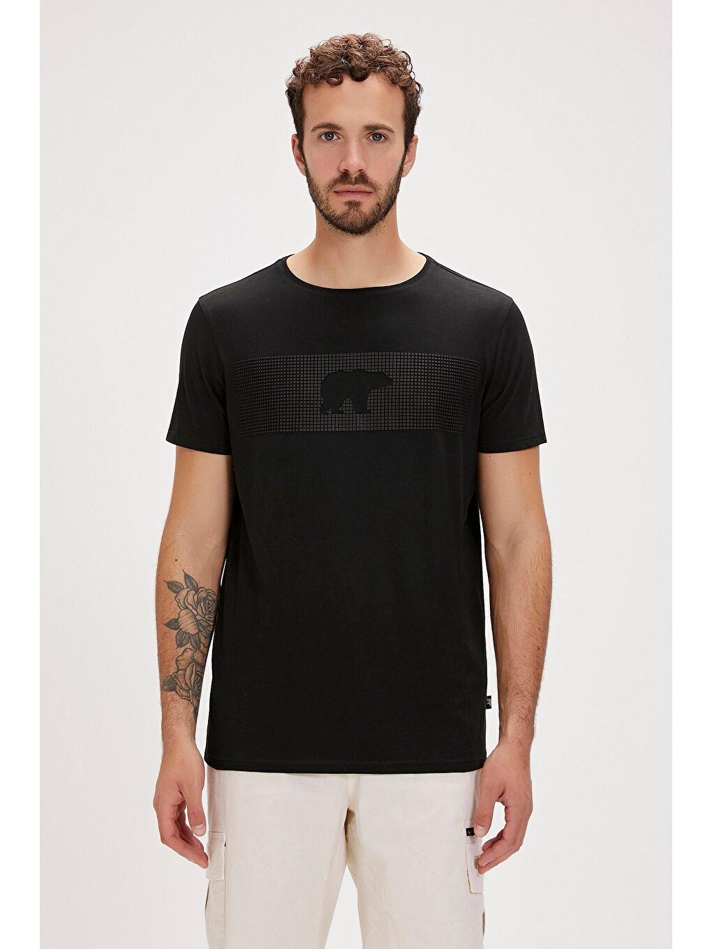 Fancy Mat Siyah Baskılı Erkek Tişört