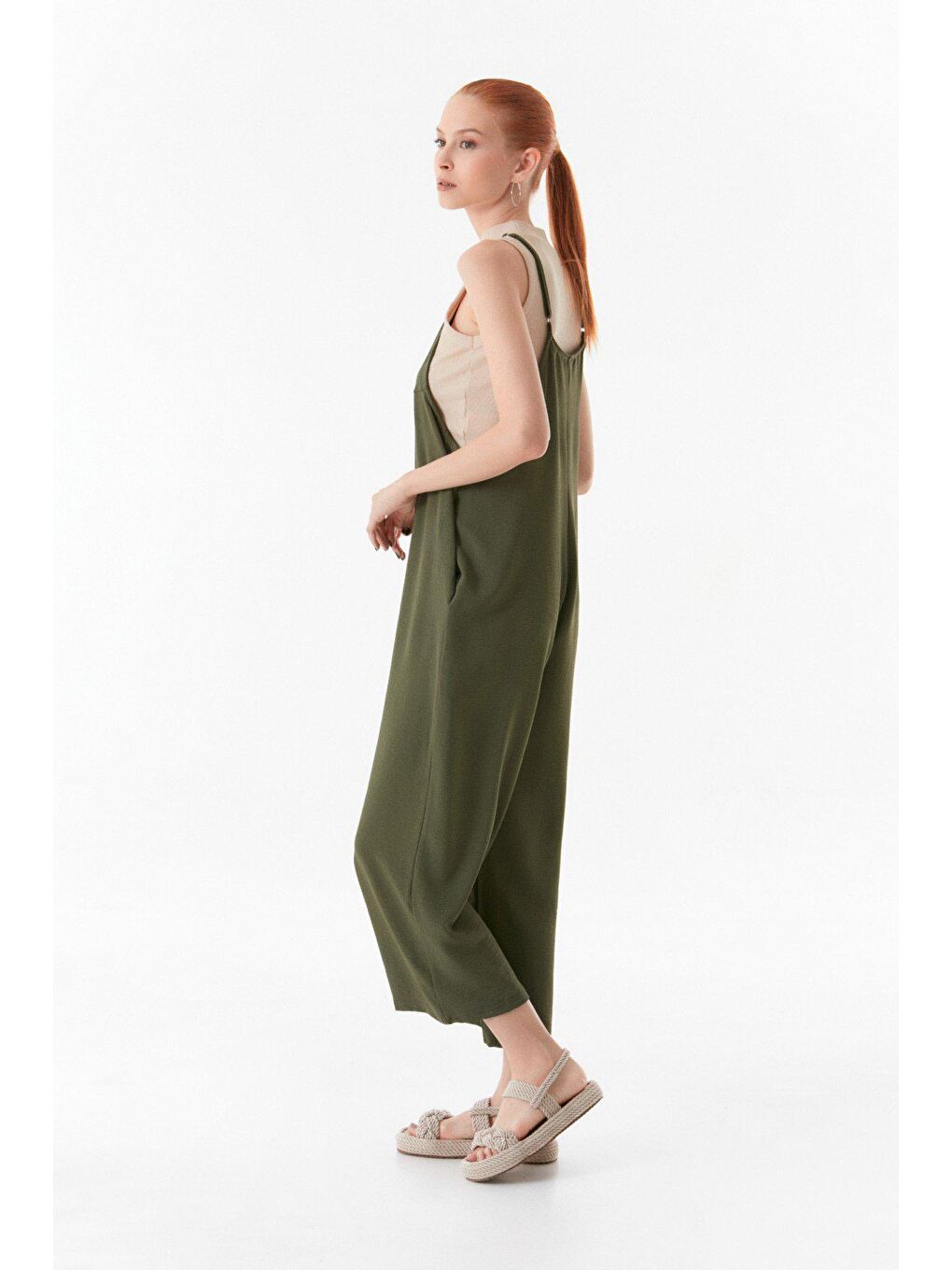 Haki İp Askılı Ayrobin Kumaş Salaş Tulum-2