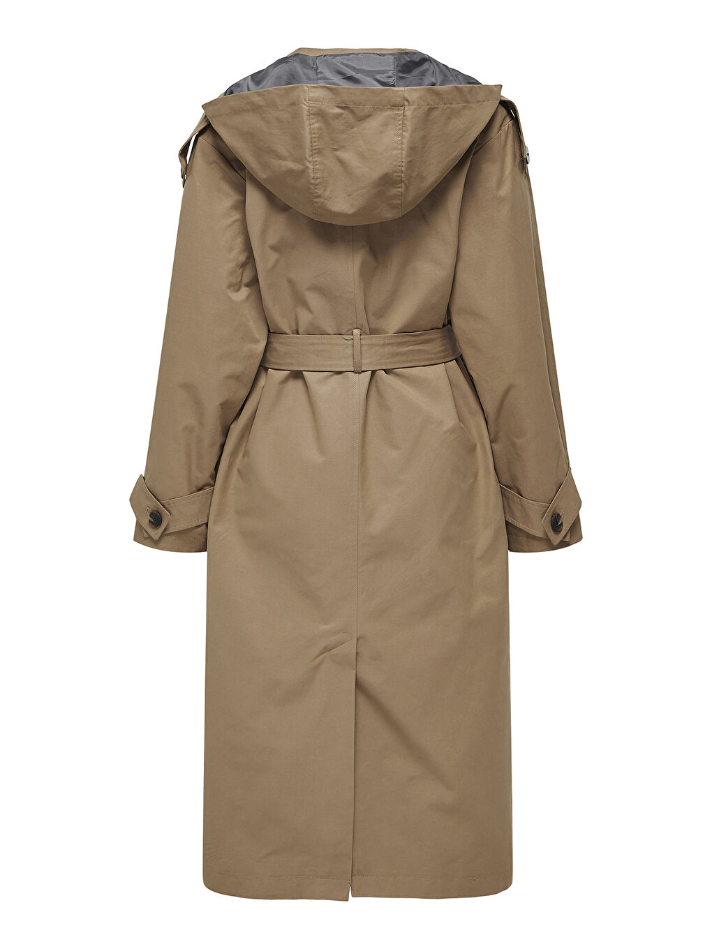 Bej Onlkavana Pamuk Karışımlı Regular Fit Kapüşonlu Kadın Trençkot 15335060-2