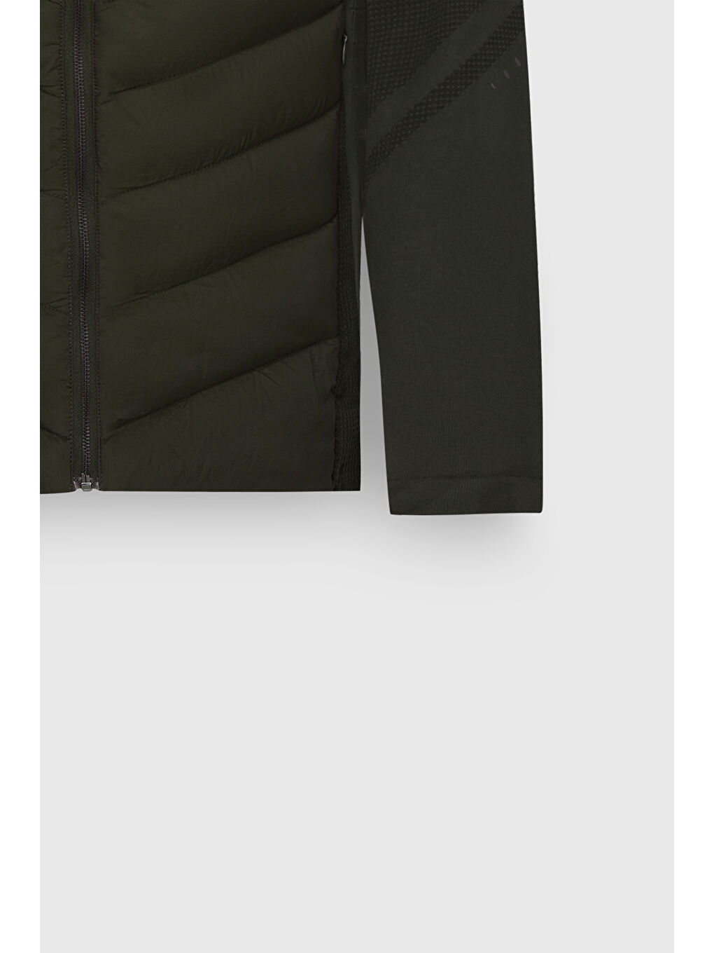 Erkek Yeşil Standart Fit Normal Kesim Dik Yaka Fermuarlı Yan Cepli Desenli Kapitone Mont-9