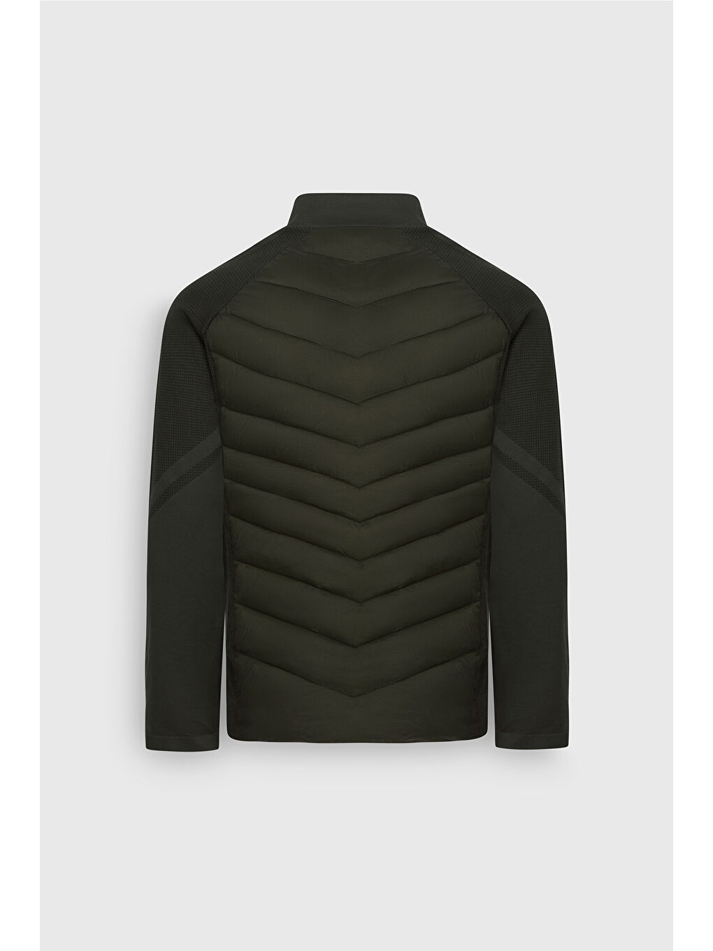 Erkek Yeşil Standart Fit Normal Kesim Dik Yaka Fermuarlı Yan Cepli Desenli Kapitone Mont-10