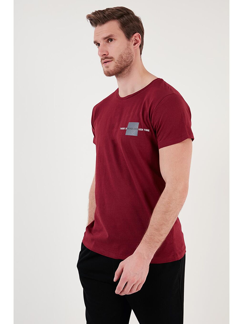 Buratti Bordo Bisiklet Yaka % 100 Pamuk Slim Fit T Shirt 541THERE - 4