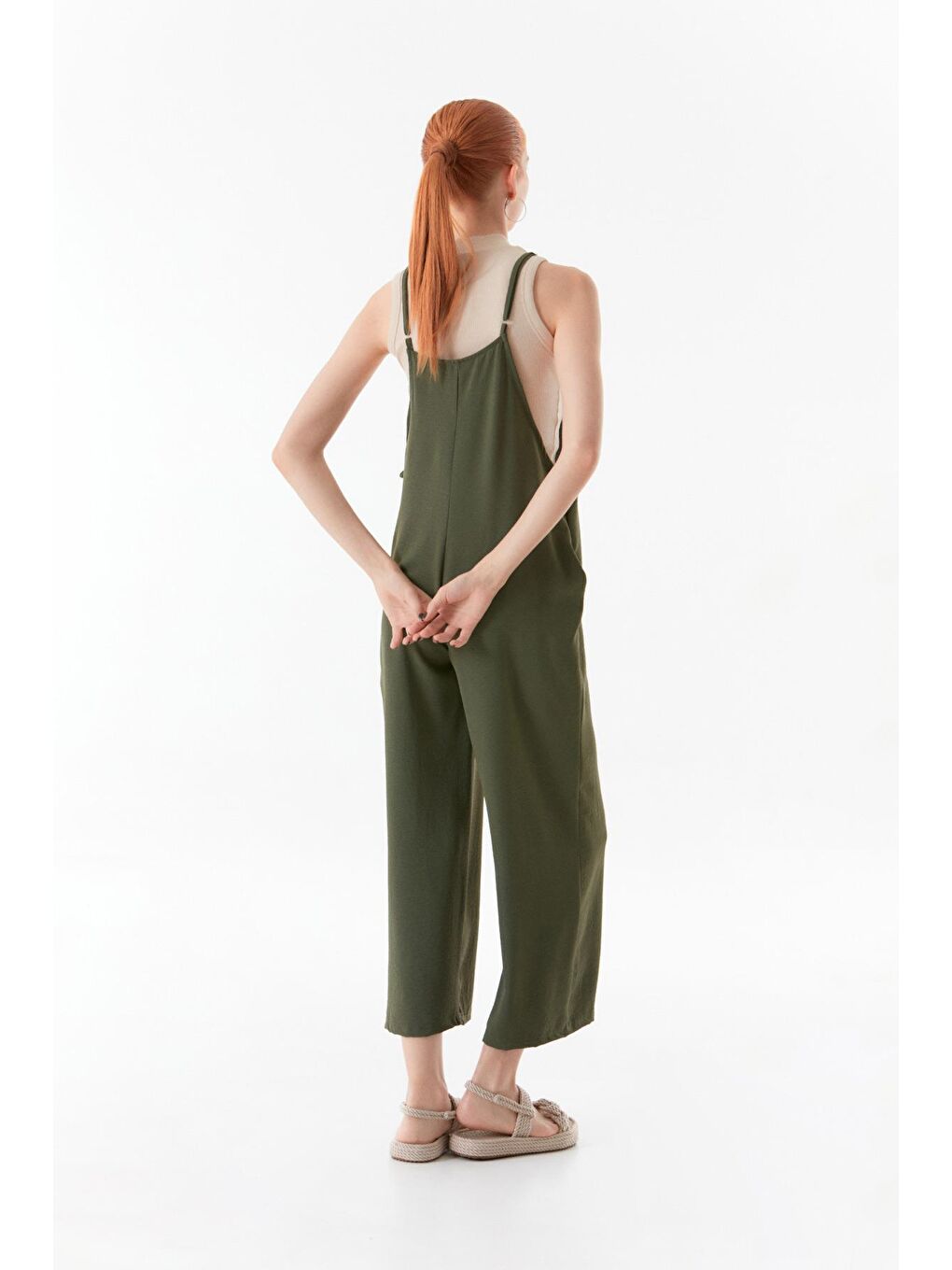 Haki İp Askılı Ayrobin Kumaş Salaş Tulum-3