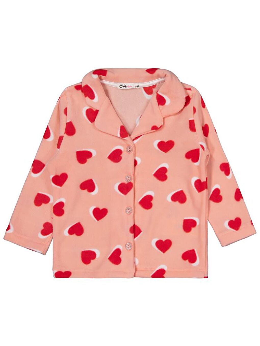 Pembe Girls Kalp Desenli 2-5 Yaş Pijama Takımı - Pudra 3-4 Yaş-2