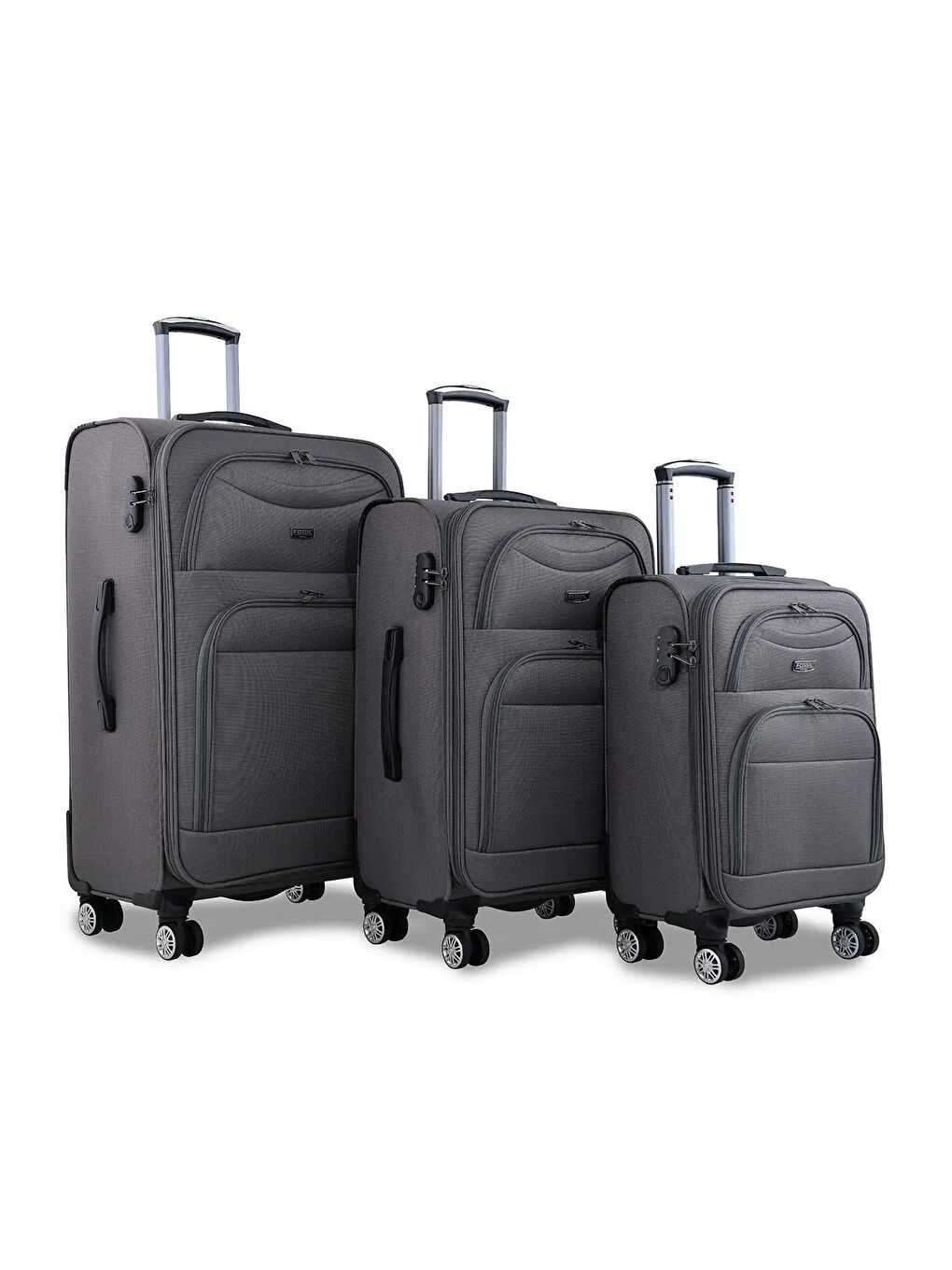 Gri Unisex Dayanıklı Kumaş 3'lü Valiz Seti Büyük Orta Küçük Fsl010set