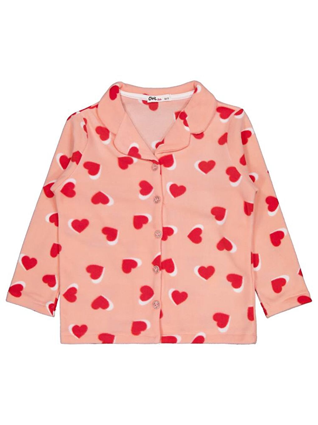 Pembe Girls Kalp Desenli 10-13 Yaş Pijama Takımı - Pudra 12-13 Yaş-2