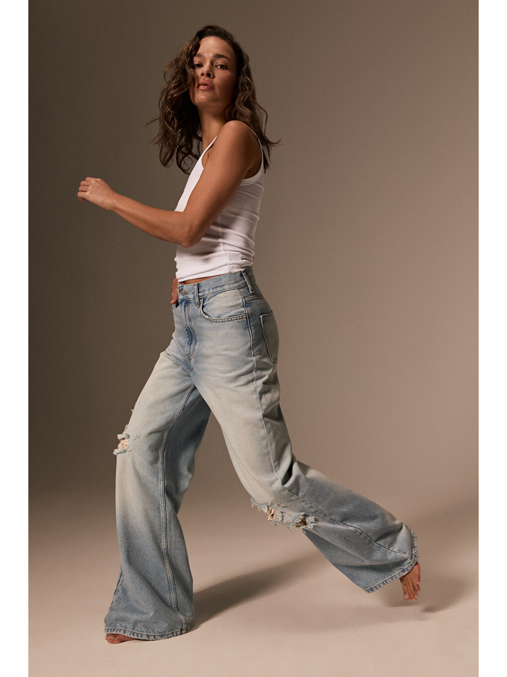 Tenta Kadın Yüksel Bel Wide Leg Jean Buz Mavisi Pantolon-1