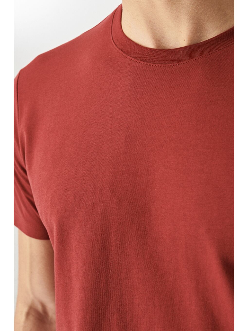 Erkek Bordo-Lacivert Slim Fit Bisiklet Yaka 2'li Düz Tişört Paketi-6