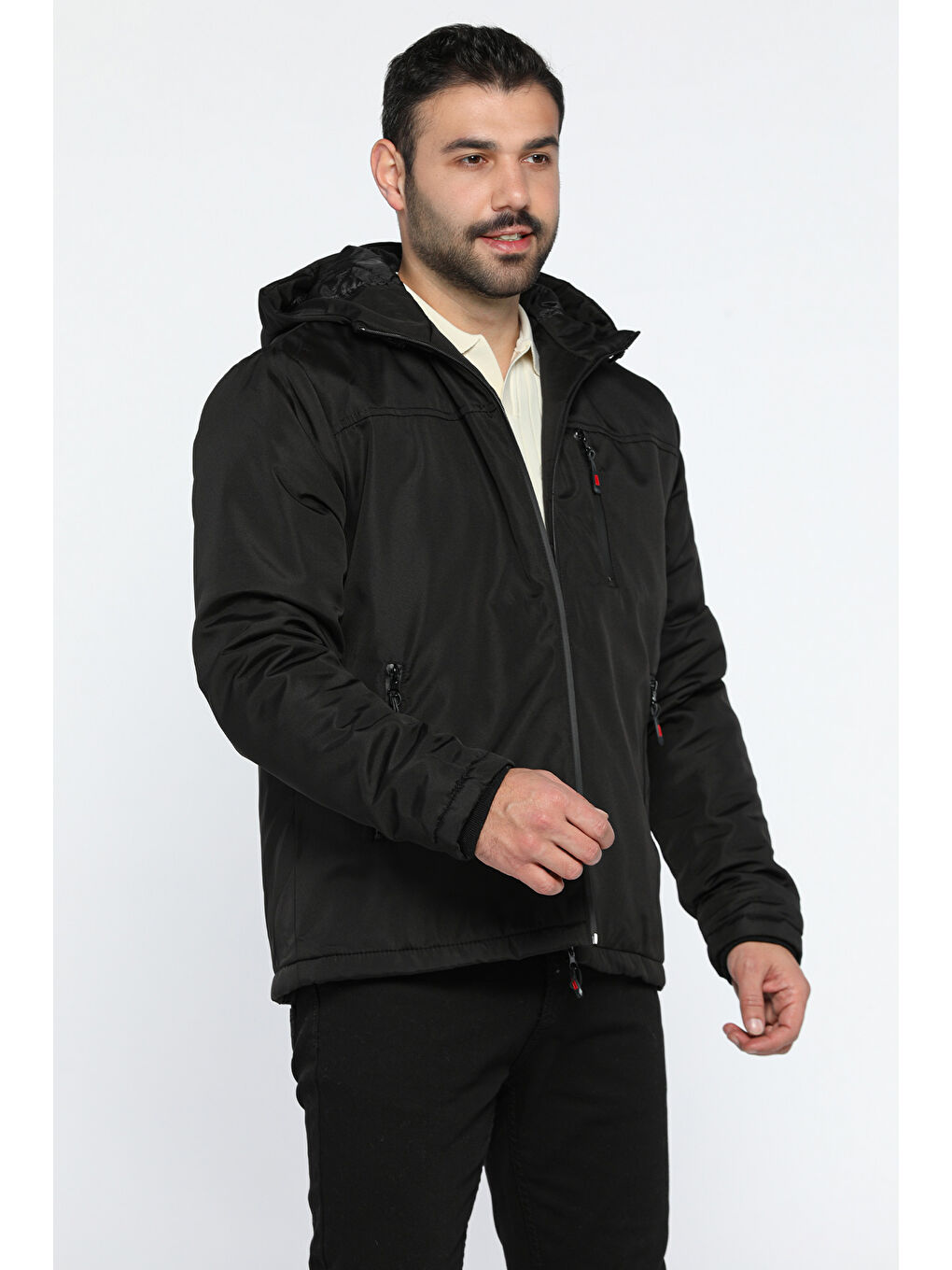 Mishar İtalia Siyah Kapüşonlu Softshell Erkek Mont