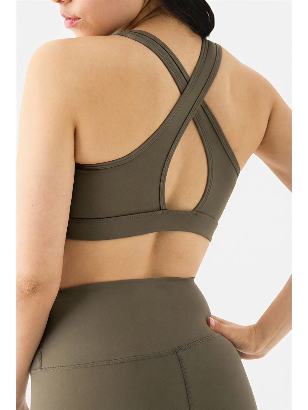 Raina Çapraz Askılı Yüksek Destekli Haki Spor Bra-2