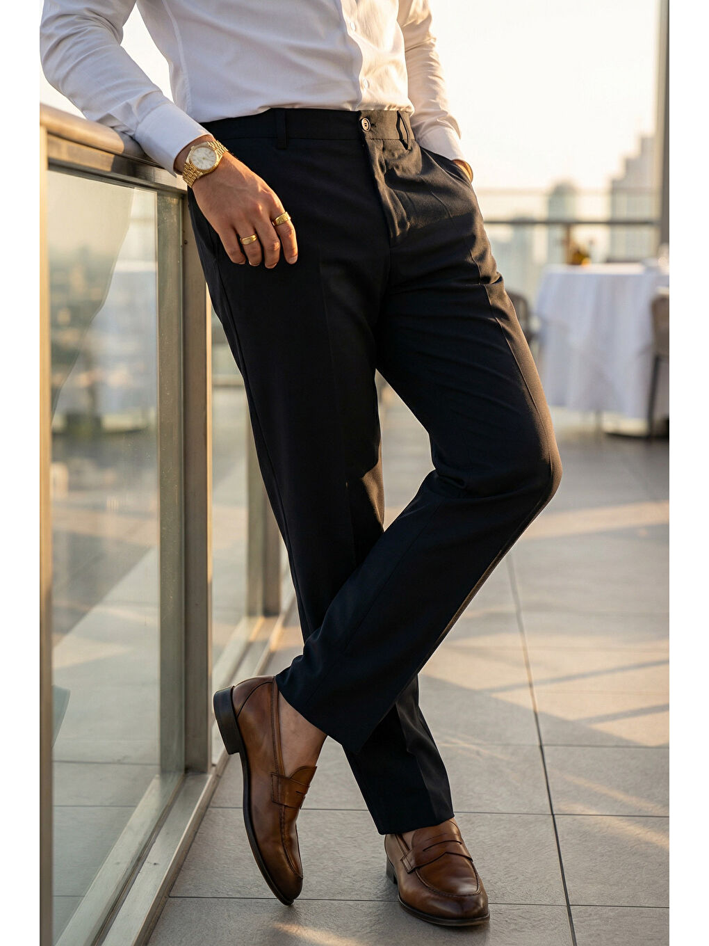 Siyah Kiran Premium Ütü Gerektirmeyen Erkek Kumaş Pantolon-3