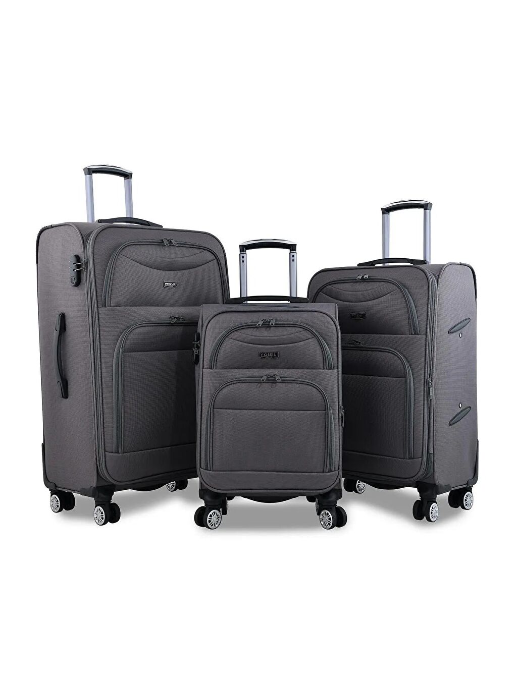 Gri Unisex Dayanıklı Kumaş 3'lü Valiz Seti Büyük Orta Küçük Fsl010set-5
