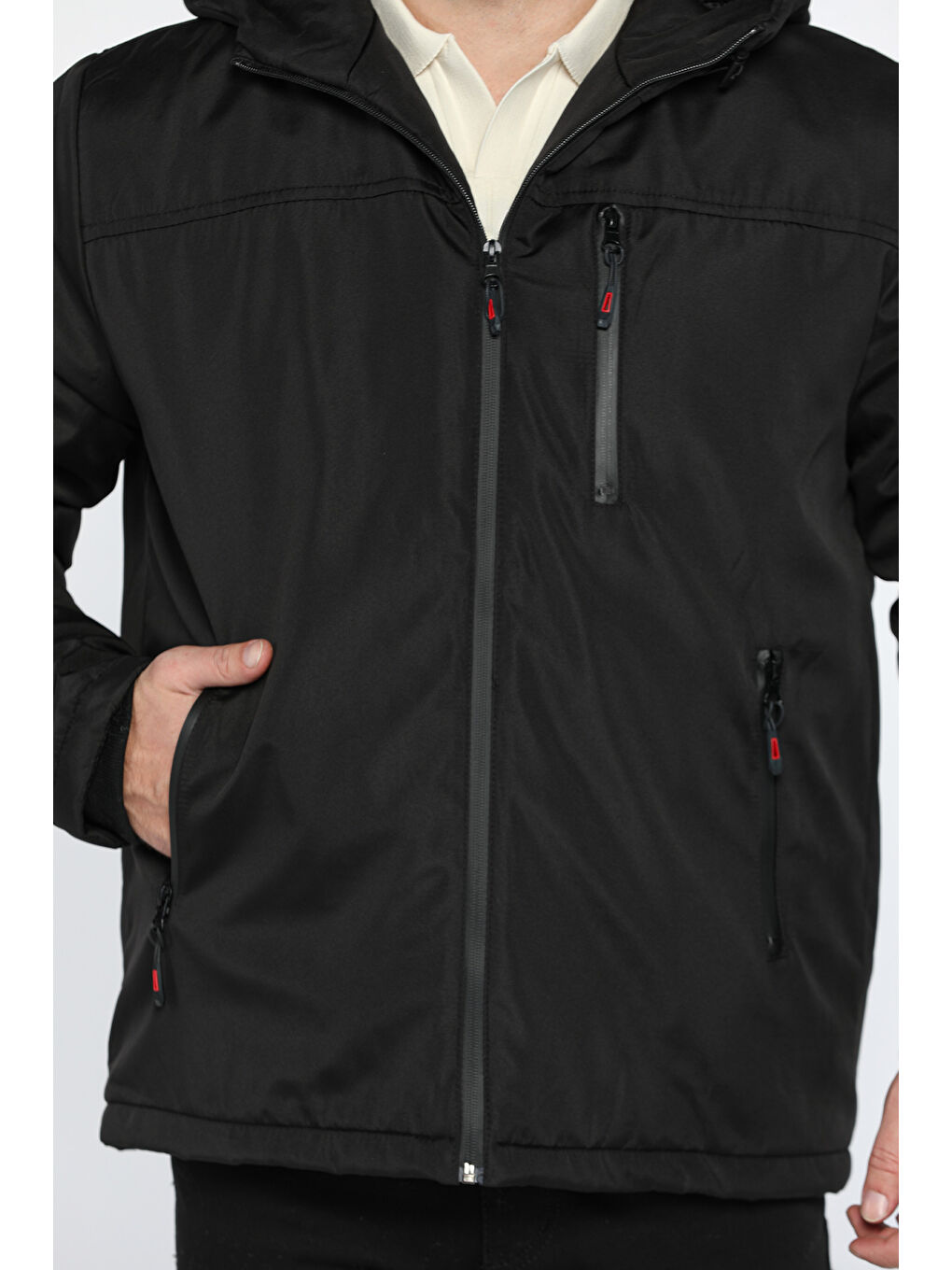 Mishar İtalia Siyah Kapüşonlu Softshell Erkek Mont - 3