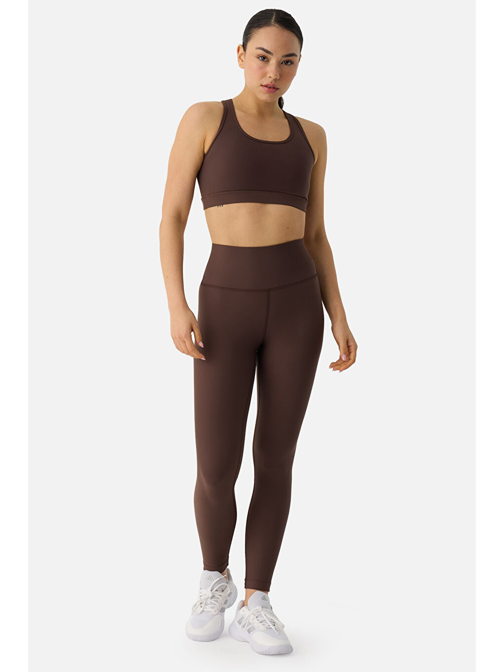 Kahverengi Raina Çapraz Askılı Yüksek Destekli Acı Kahve Spor Bra-1