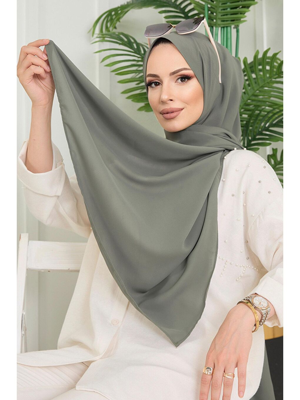 Orta Kadın Haki Cesika Şal - 11653