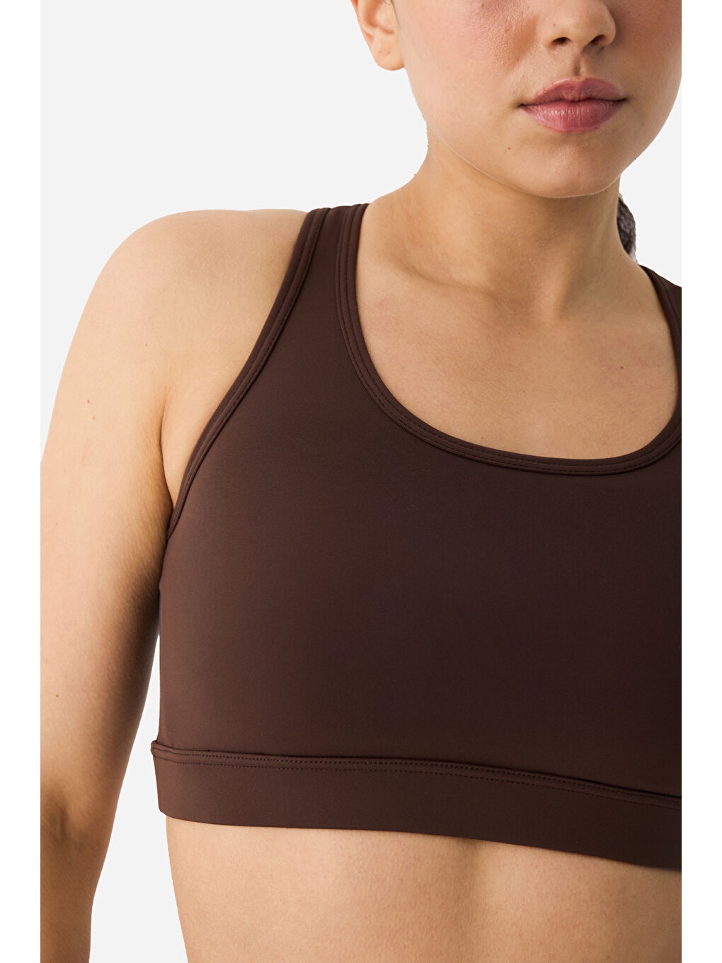 Kahverengi Raina Çapraz Askılı Yüksek Destekli Acı Kahve Spor Bra-4