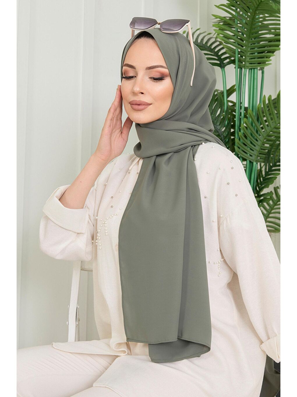 Orta Kadın Haki Cesika Şal - 11653-1