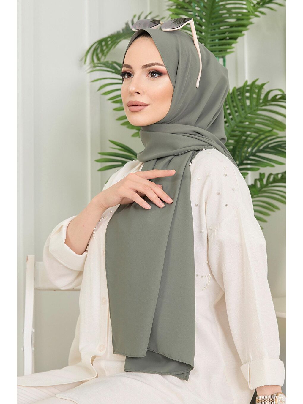 Orta Kadın Haki Cesika Şal - 11653-2