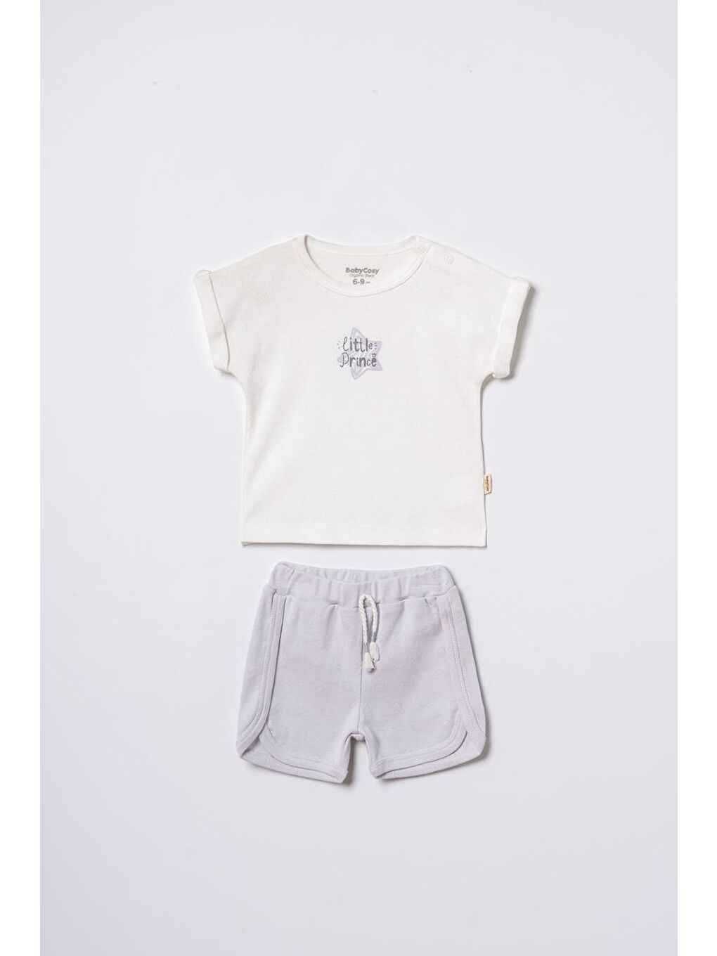 Gri Bebek Kısa Kollu Tişört ve Pantolon Takımı, %100  Pamuk, Bebek ve Yenidoğan Serisi - CSYR4524-1