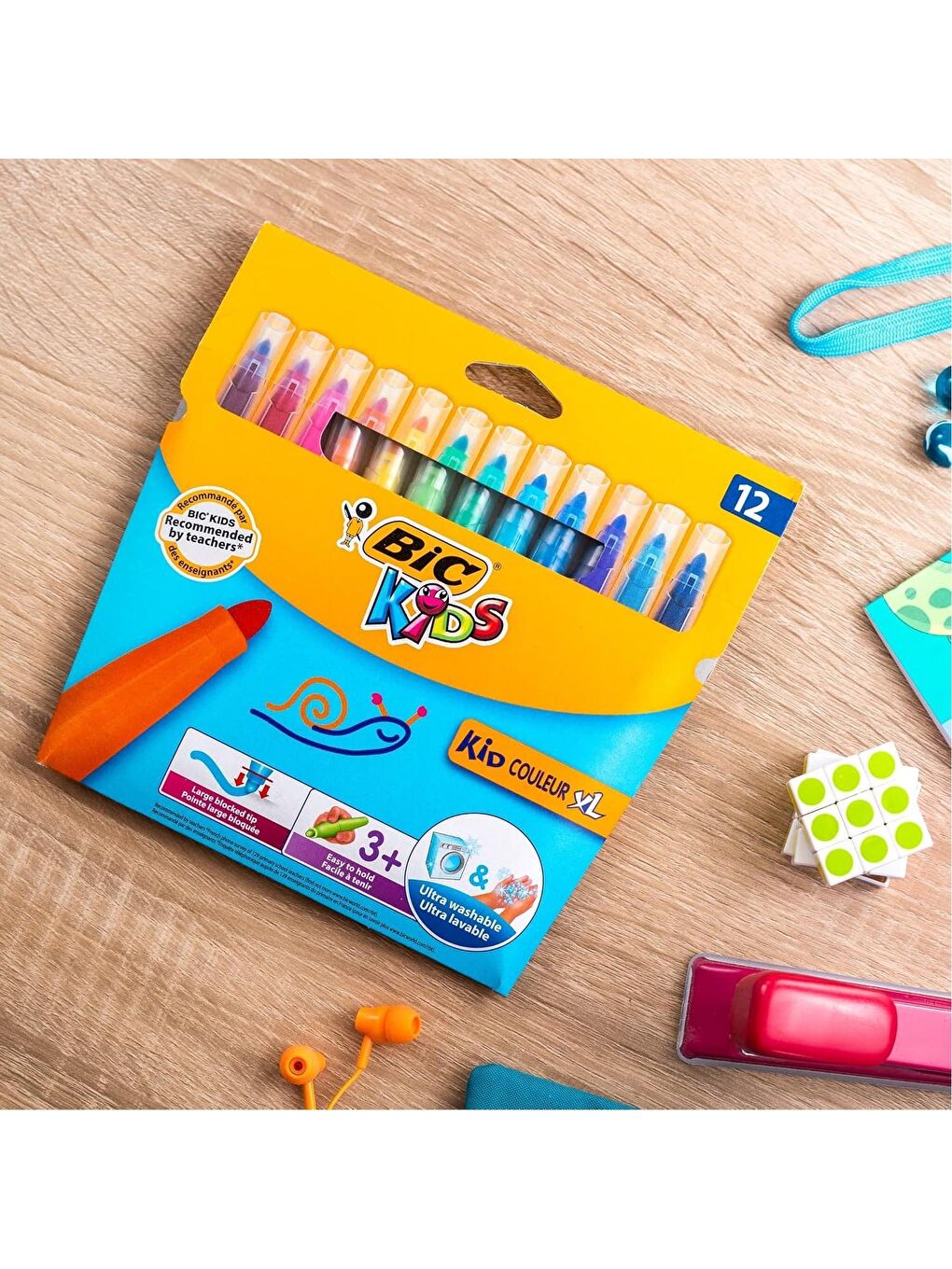 Bic Karışık Asorti Kids Couleur XL Yıkanabilir Keçeli Boya Kalemi 12 Renk (828966) - 2