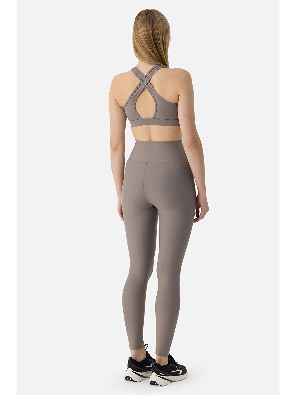 Bej Raina Çapraz Askılı Yüksek Destekli Taş Rengi Spor Bra-3