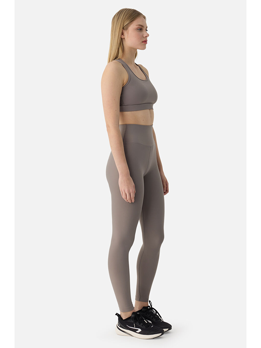 Bej Raina Çapraz Askılı Yüksek Destekli Taş Rengi Spor Bra-4