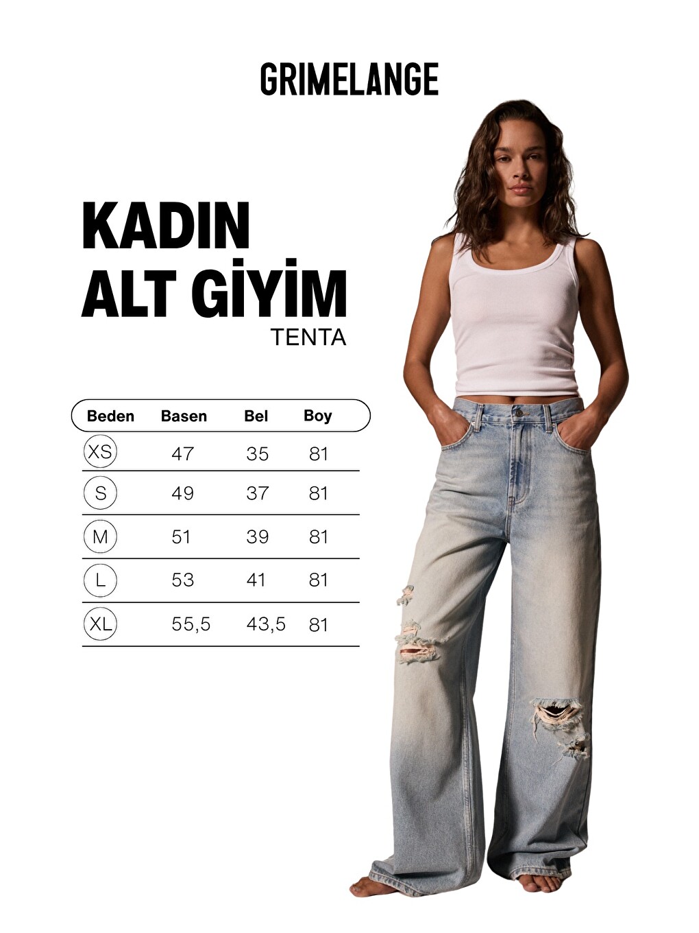 Tenta Kadın Yüksel Bel Wide Leg Jean Buz Mavisi Pantolon-6