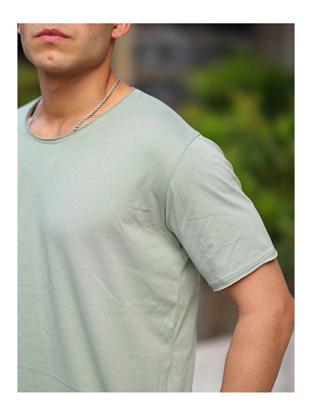 Turkuaz Erkek Oval Kesim Slim Fit Pis Yaka Salaş T- Shirt-1