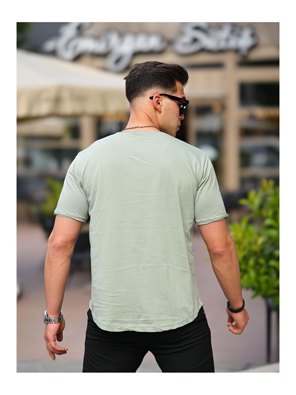 Turkuaz Erkek Oval Kesim Slim Fit Pis Yaka Salaş T- Shirt-3