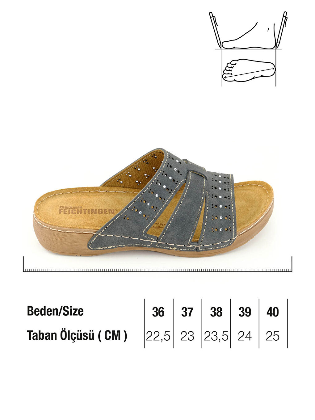 Gri Feichtingen Kadın Yazlık İç Taban Hakiki Deri Rahat Taban Günlük Terlik-1